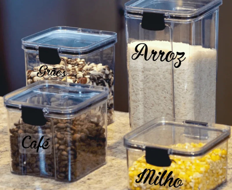 Kit 4 Potes Herméticos Empilháveis com Trava Dupla — Organização Minimalista
