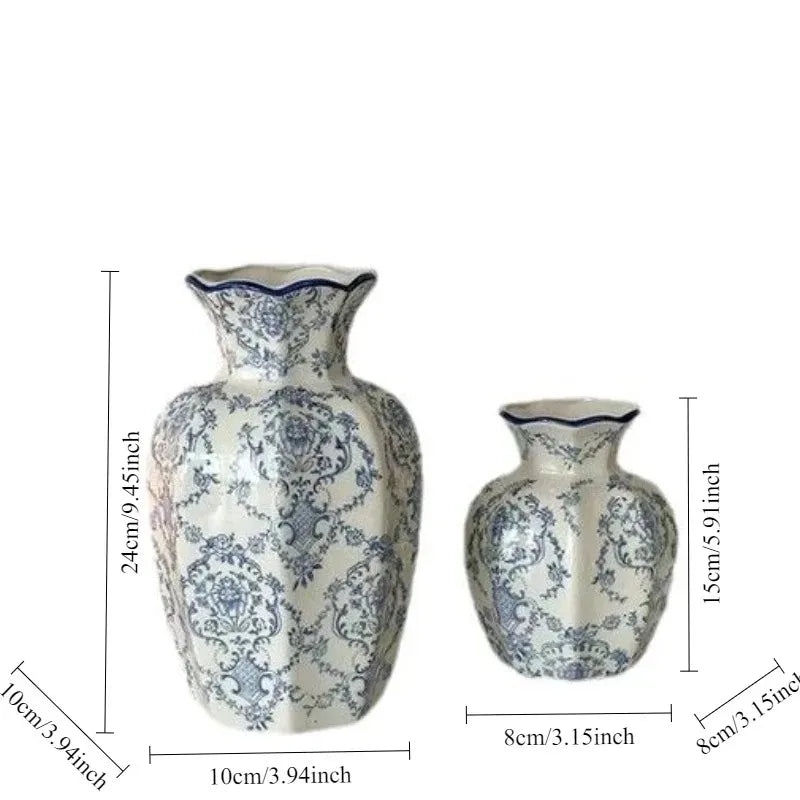 Vaso de Porcelana Pintado à Mão Azul & Branco — Estética Retrô Oriental