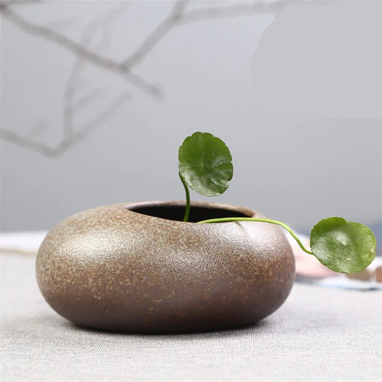 Vaso Cerâmico Rústico Oriental para Plantas e Hidroponia — Arte Zen