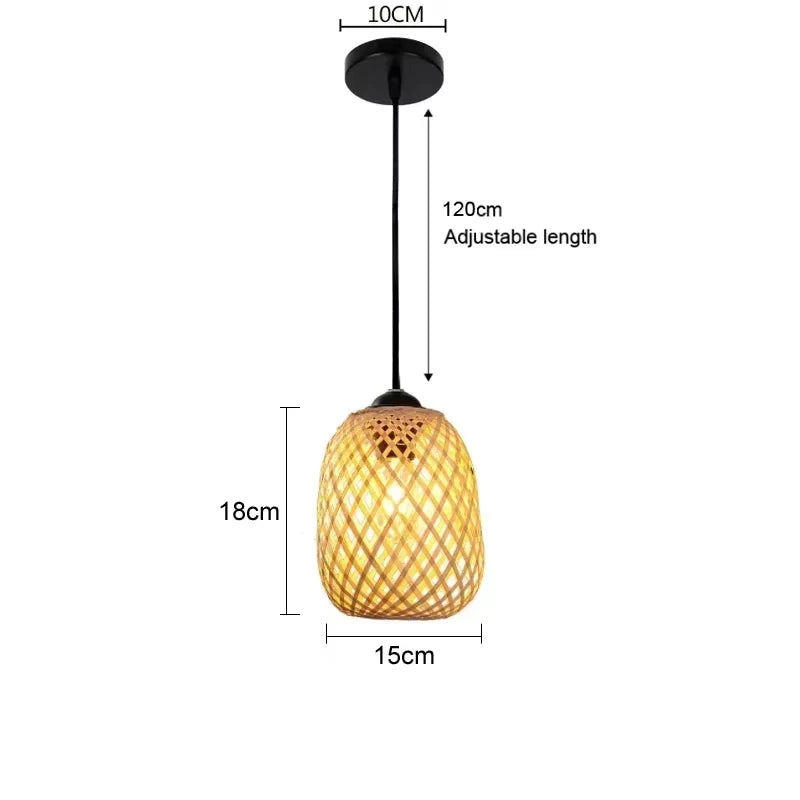 Luminária Pendente em Bambu Trançado à Mão — Estética Japandi & Boho