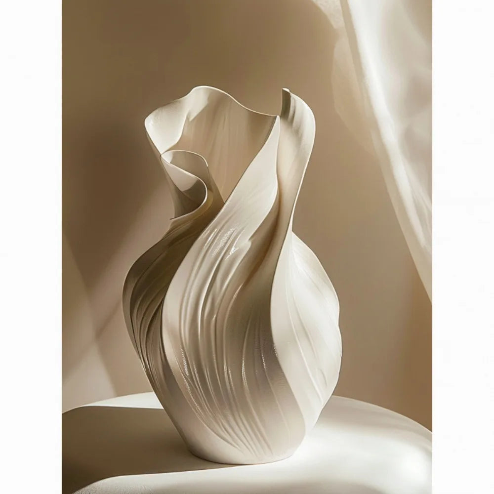 Vaso de Cerâmica Escultural Torcido — Design Nórdico Contemporâneo