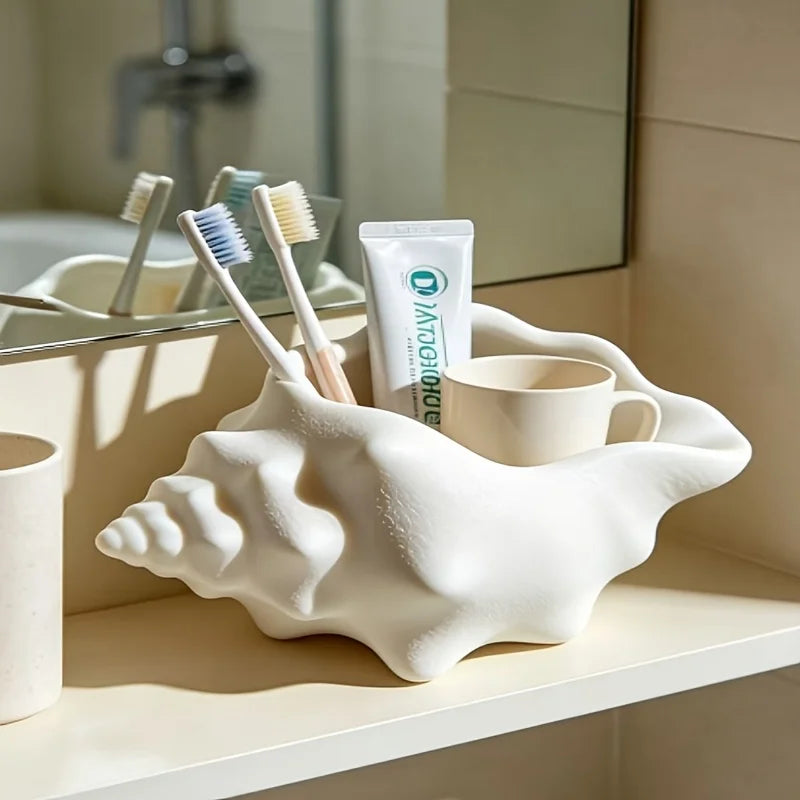 Organizador Multifuncional Concha Escultural — Lavabo, Maquiagem e Mesa