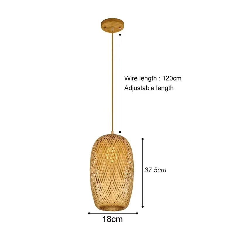Luminária Pendente em Bambu Trançado à Mão — Estética Japandi & Boho