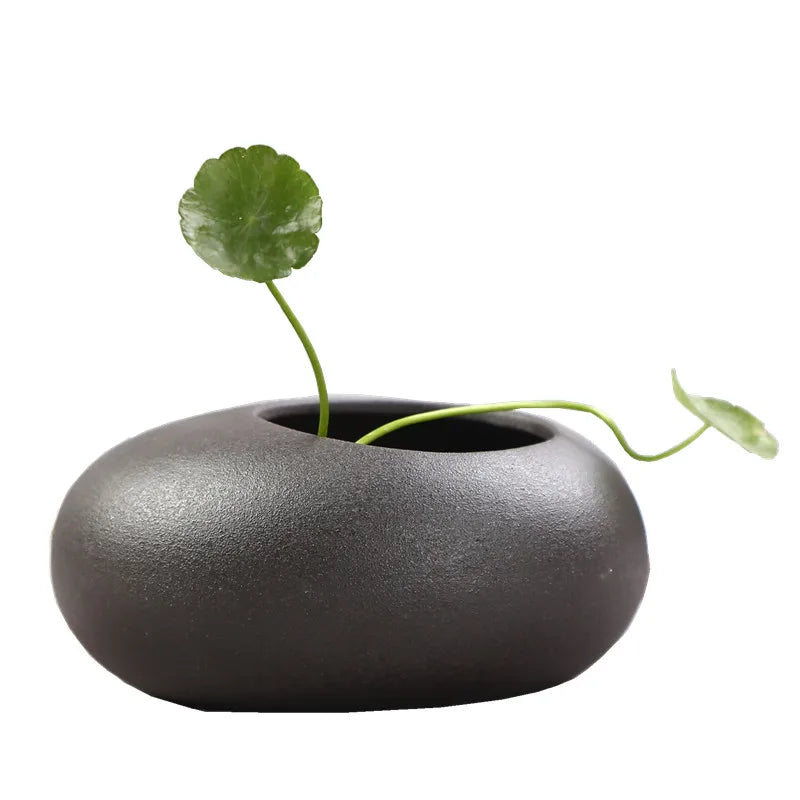 Vaso Cerâmico Rústico Oriental para Plantas e Hidroponia — Arte Zen