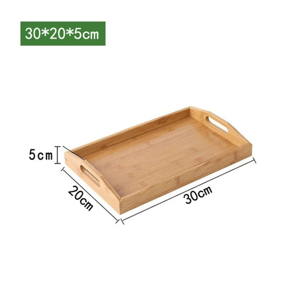 Bandeja Retangular em Bambu & Madeira Natural — Servir e Decorar