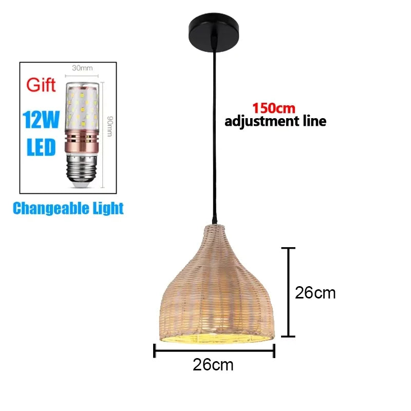 Luminária Pendente em Bambu Trançado à Mão — Estética Japandi & Boho
