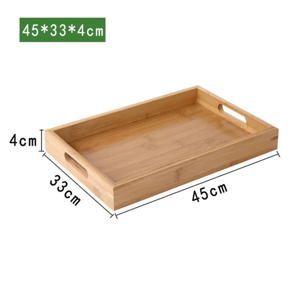 Bandeja Retangular em Bambu & Madeira Natural — Servir e Decorar