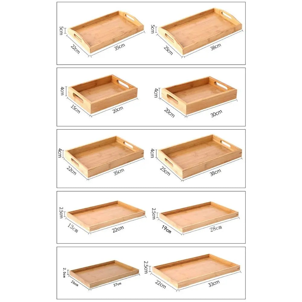 Bandeja Retangular em Bambu & Madeira Natural — Servir e Decorar