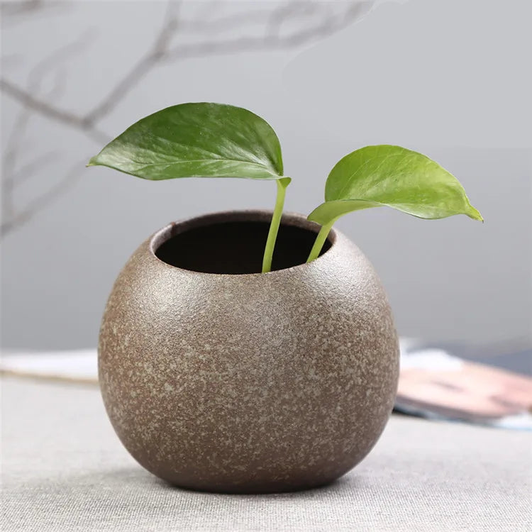Vaso Cerâmico Rústico Oriental para Plantas e Hidroponia — Arte Zen