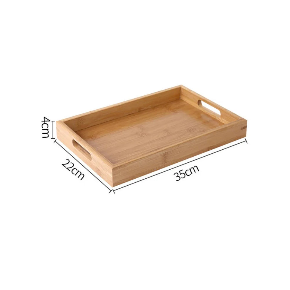 Bandeja Retangular em Bambu & Madeira Natural — Servir e Decorar