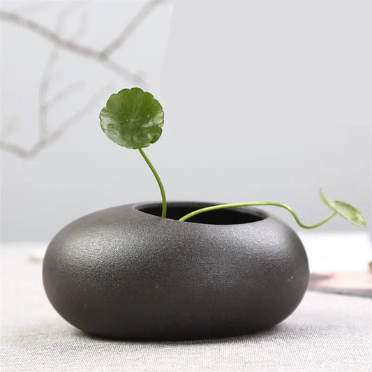 Vaso Cerâmico Rústico Oriental para Plantas e Hidroponia — Arte Zen