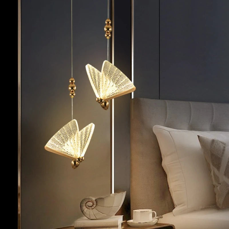 Luminária Pendente Borboleta Suspensa em Acrílico Cristal LED — Design Nórdico