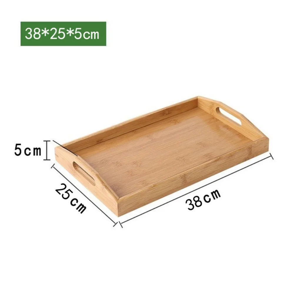 Bandeja Retangular em Bambu & Madeira Natural — Servir e Decorar