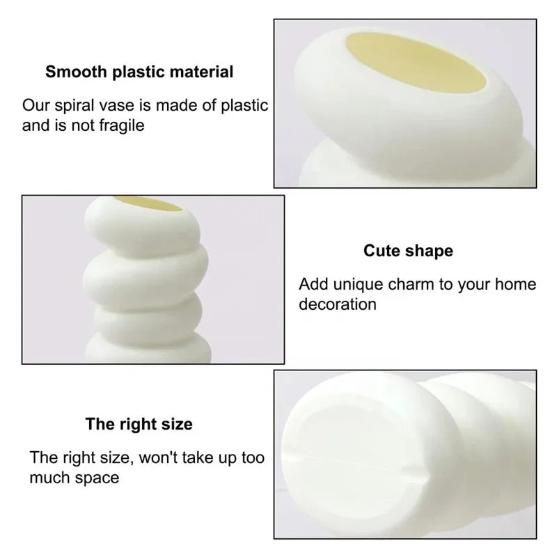 Vaso Nórdico Espiral Minimalista Off-White — Design Geométrico