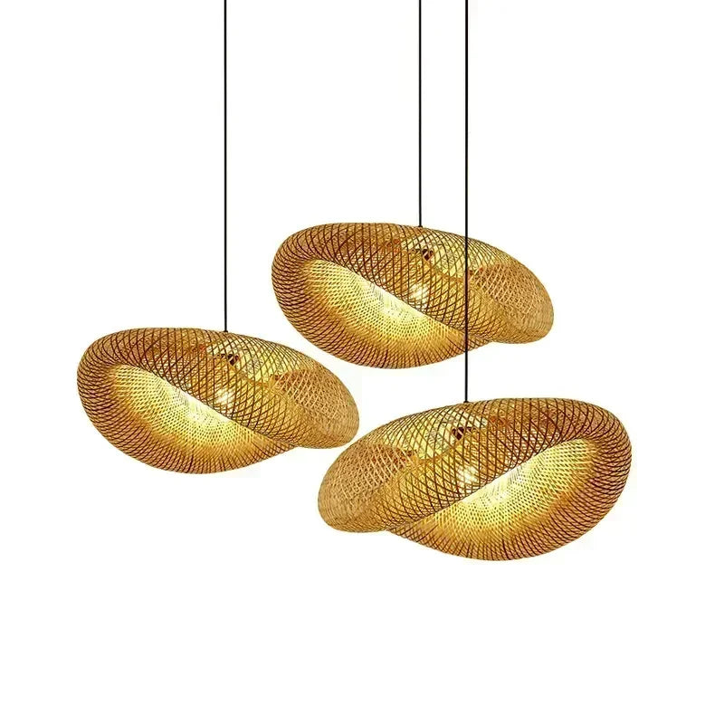 Luminária Pendente em Bambu Trançado à Mão — Estética Japandi & Boho