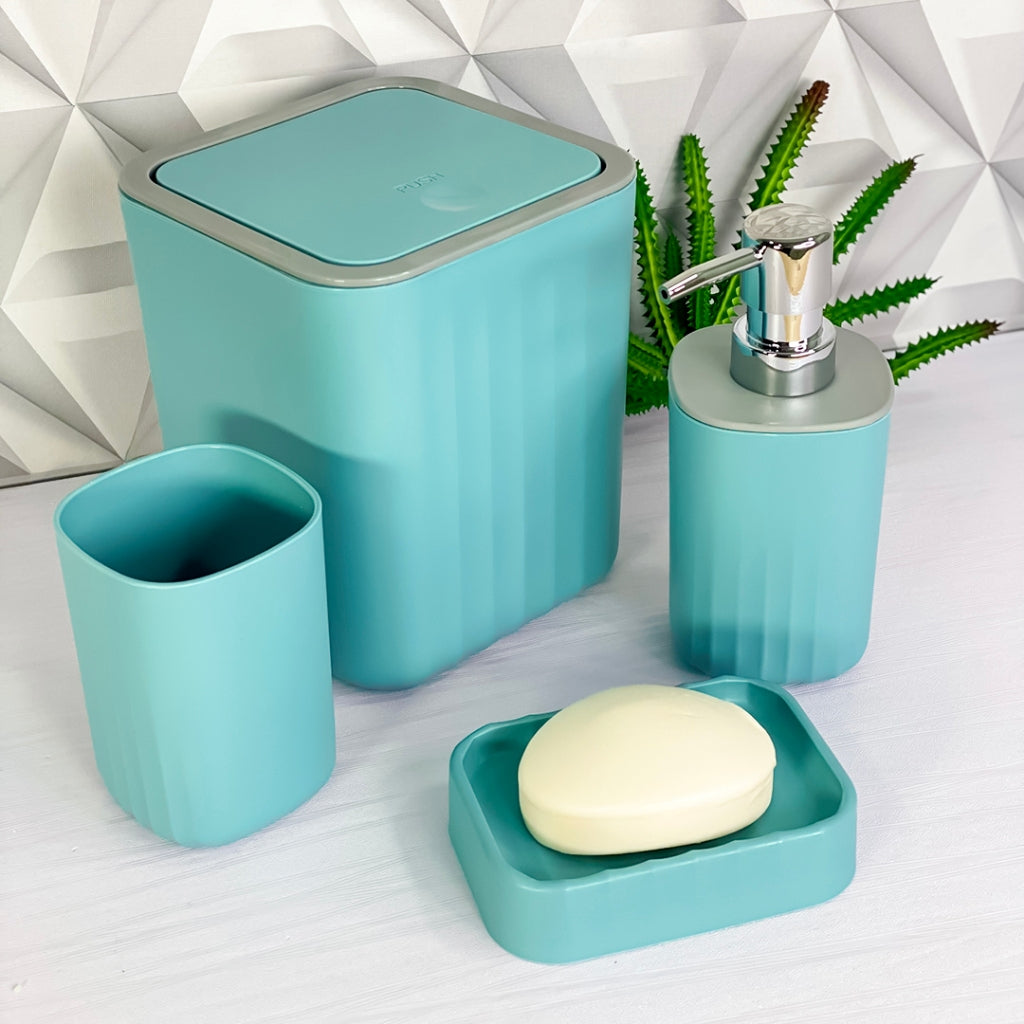 Kit Acessórios para Banheiro e Lavabo Nordic 4 Peças – Design Minimalista Fosco