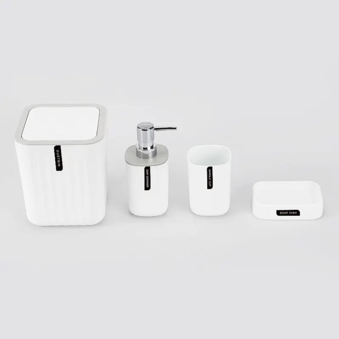 Kit Acessórios para Banheiro e Lavabo Nordic 4 Peças – Design Minimalista Fosco