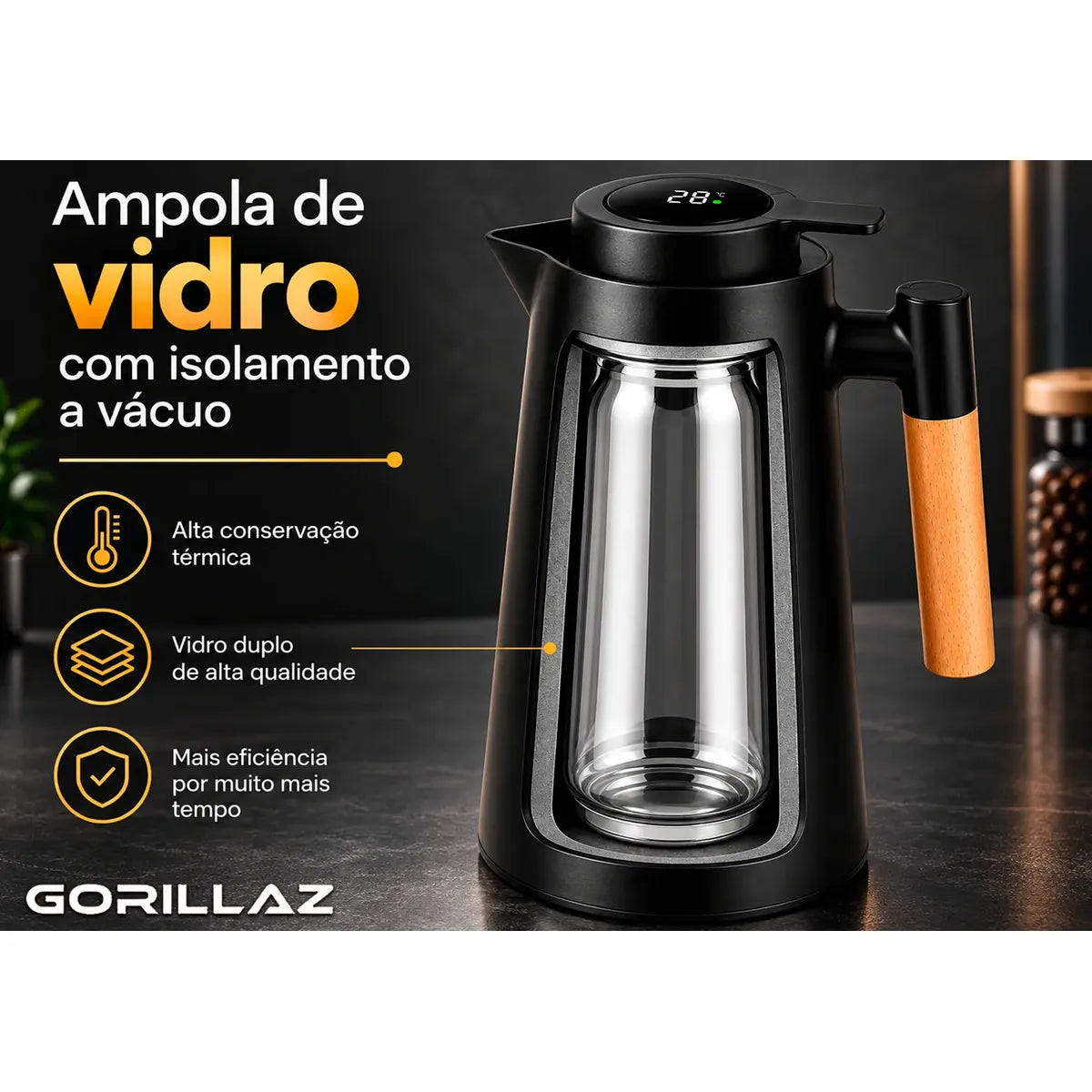 Garrafa Térmica Nórdica com Ampola de Vidro Duplo — Design Minimalista