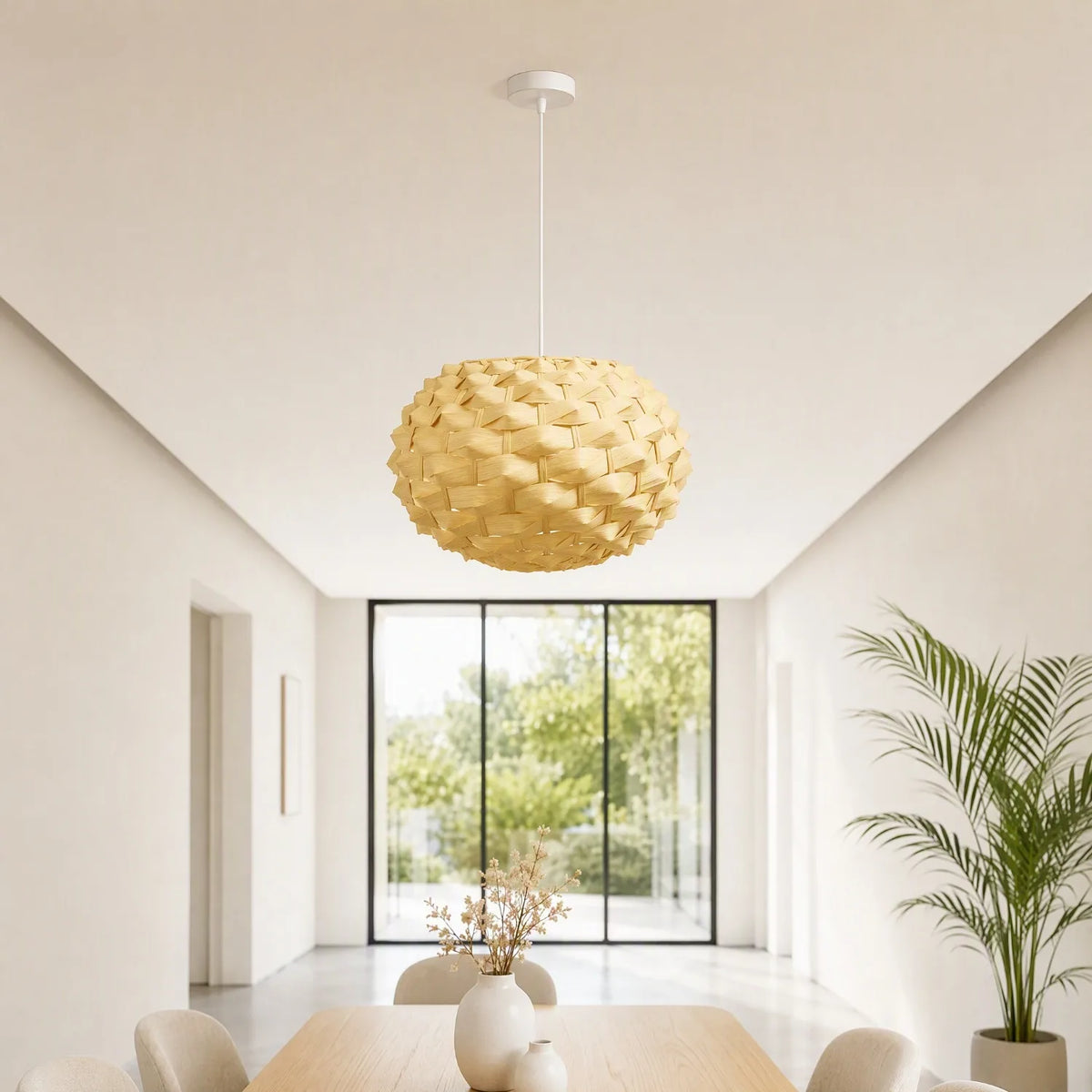 Luminária Pendente Artesanal em Bambu Natural — Design Orgânico Boho