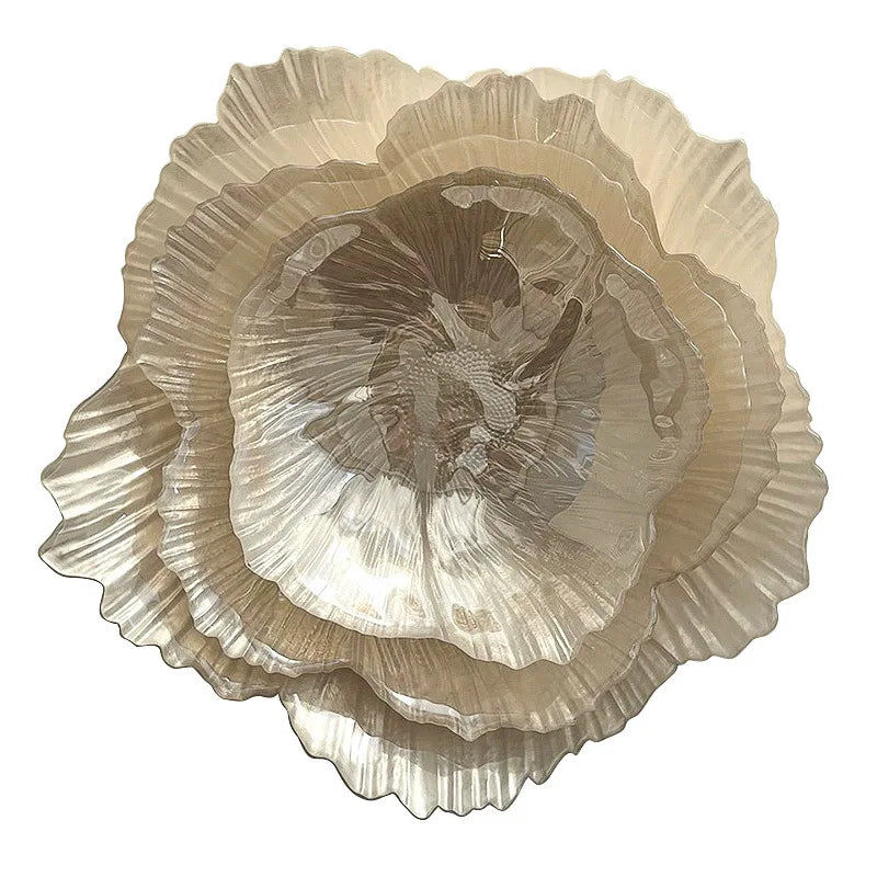 Centro de Mesa e Fruteira Flor em Cristal Translúcido — Design Nórdico