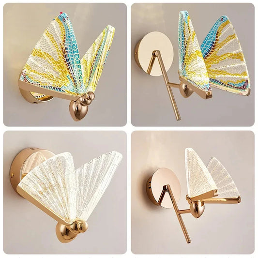 Arandela de Parede Escultural Borboleta Nórdica em Acrílico & Metal LED