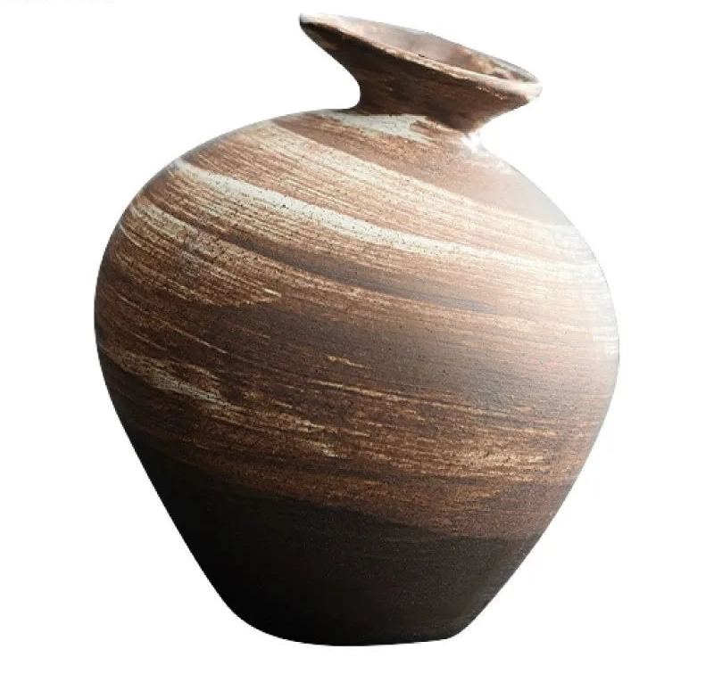 Vaso de Cerâmica Rústica Texturizada — Estética Wabi-Sabi Artesanal