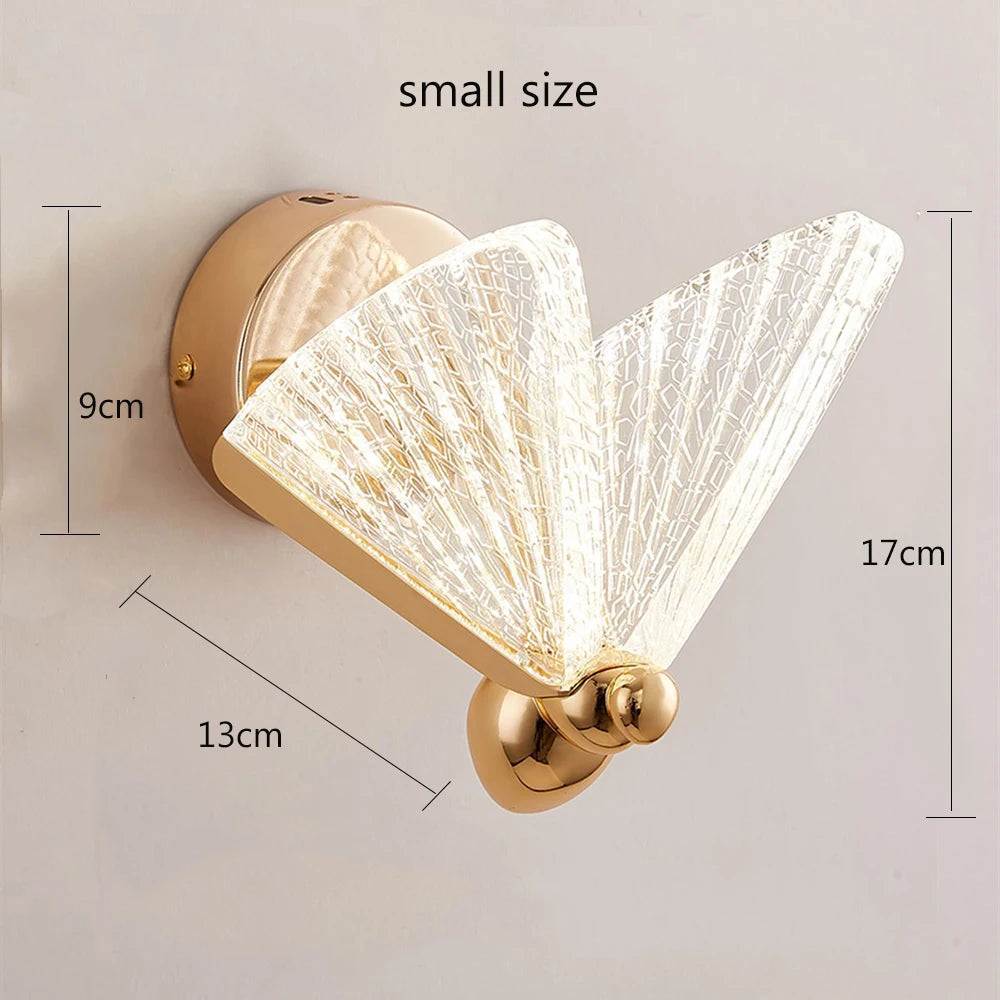 Arandela de Parede Escultural Borboleta Nórdica em Acrílico & Metal LED