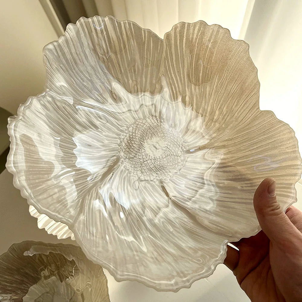 Centro de Mesa e Fruteira Flor em Cristal Translúcido — Design Nórdico