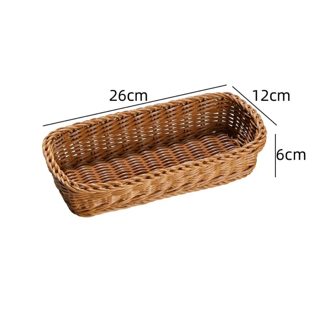 Cesto Bandeja Trançado Estilo Rattan — Mesa Posta & Organização