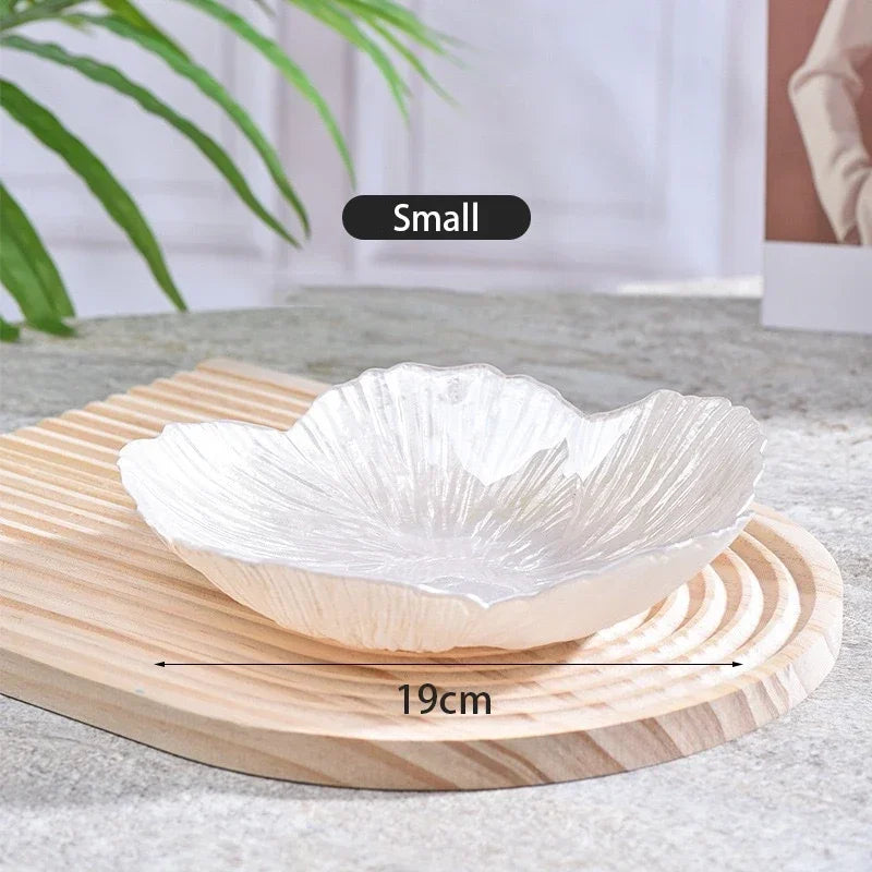 Bandeja Centro de Mesa Flor em Cristal Perolado — Design Escandinavo