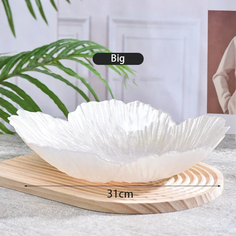 Bandeja Centro de Mesa Flor em Cristal Perolado — Design Escandinavo