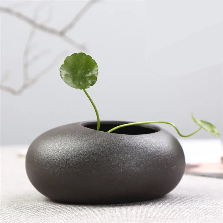 Vaso Cerâmico Rústico Oriental para Plantas e Hidroponia — Arte Zen