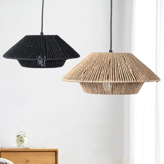 Cúpula Pendente Trançada à Mão Estilo Rattan — Design Wabi-Sabi