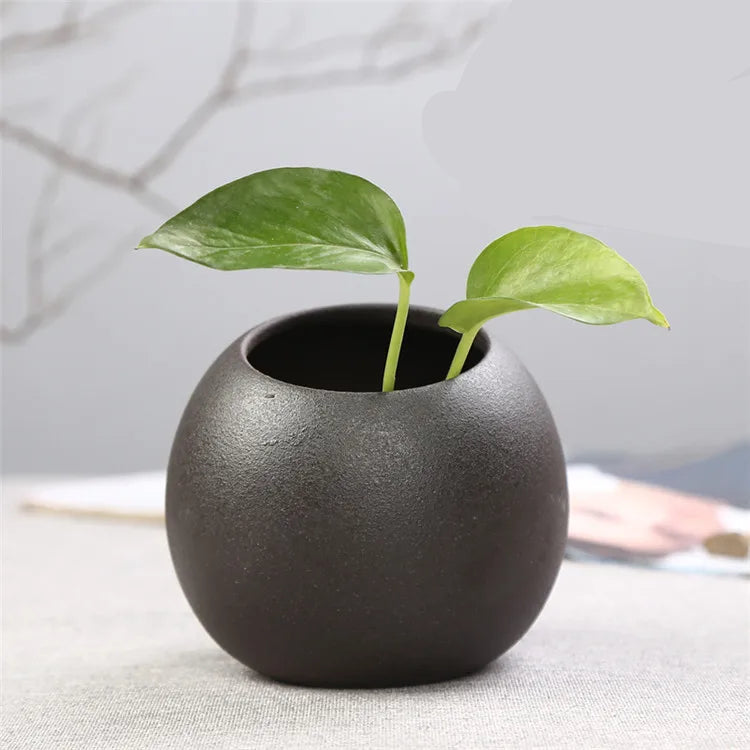 Vaso Cerâmico Rústico Oriental para Plantas e Hidroponia — Arte Zen