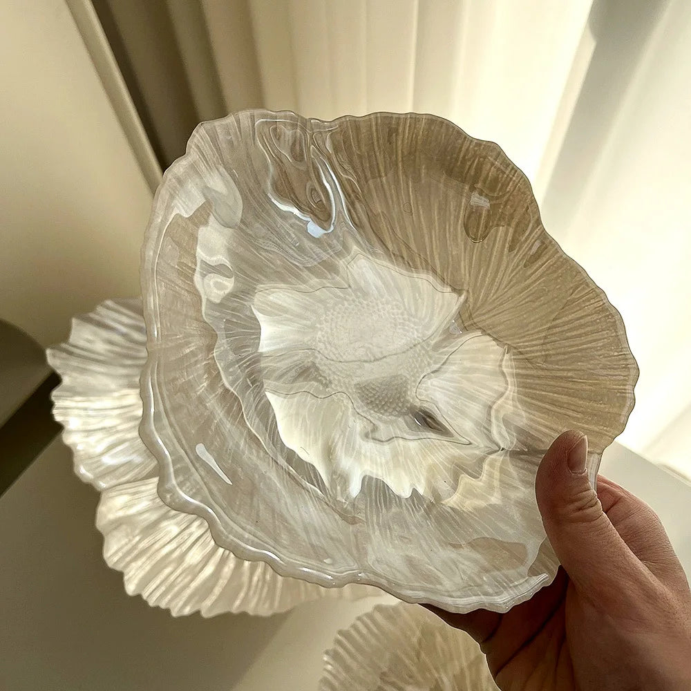 Centro de Mesa e Fruteira Flor em Cristal Translúcido — Design Nórdico