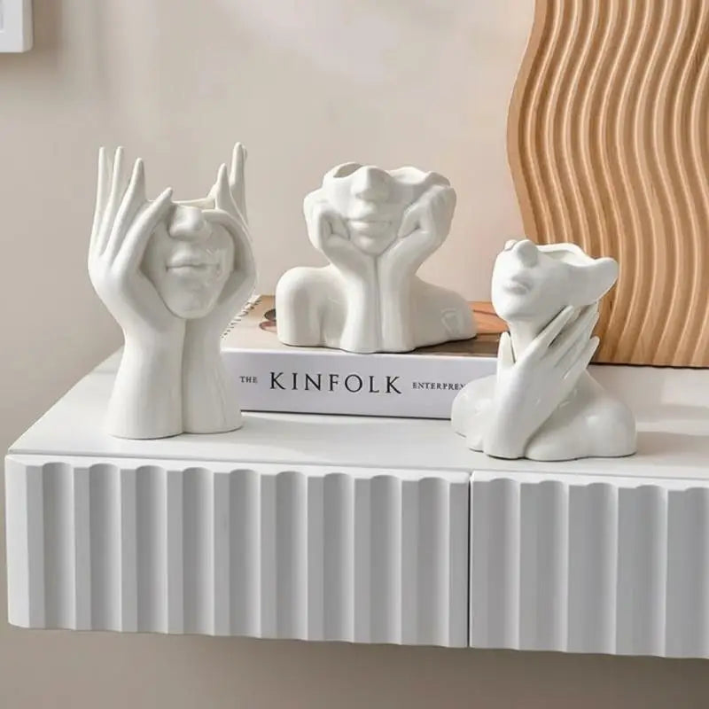 Mini Vaso e Organizador Escultural Rosto Artístico — Design Moderno
