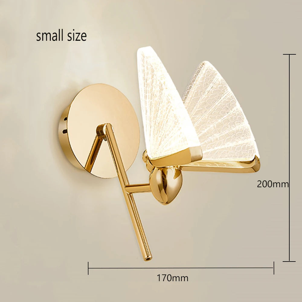 Arandela de Parede Escultural Borboleta Nórdica em Acrílico & Metal LED