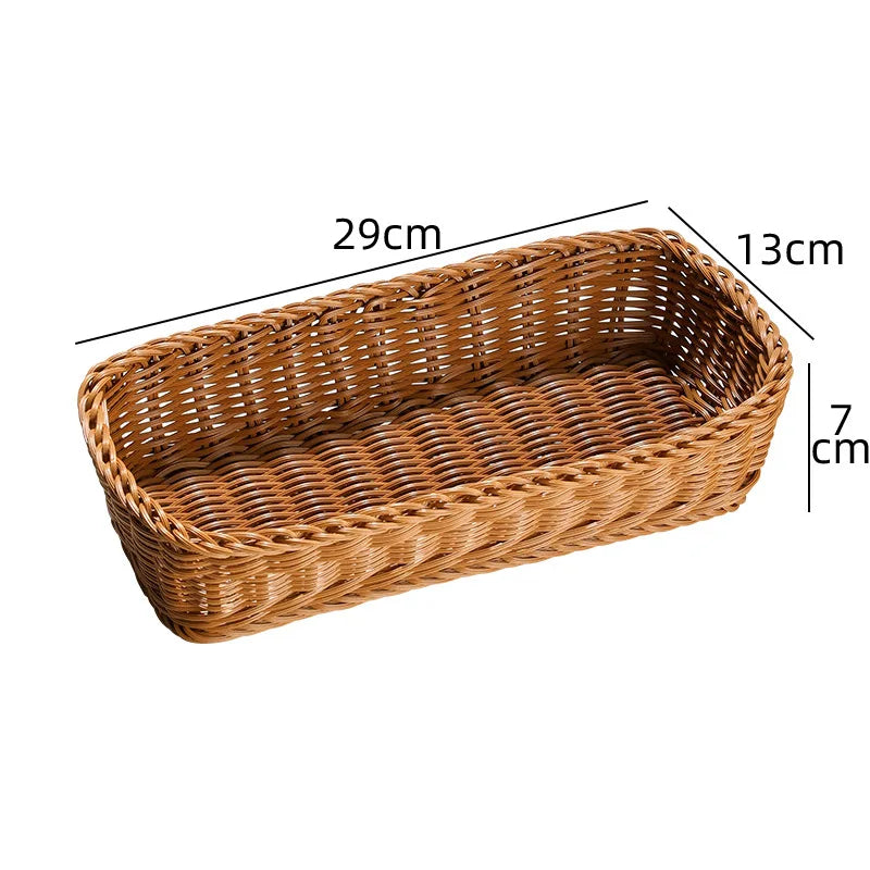 Cesto Bandeja Trançado Estilo Rattan — Mesa Posta & Organização