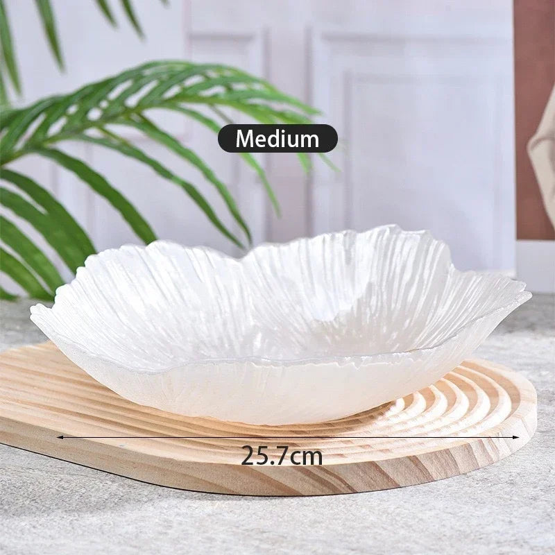Bandeja Centro de Mesa Flor em Cristal Perolado — Design Escandinavo
