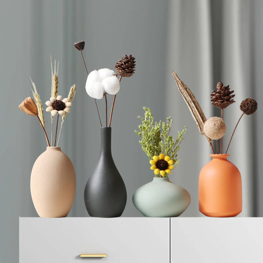 Coleção Vasos de Cerâmica Retrô Mid-Century — Composição Decorativa