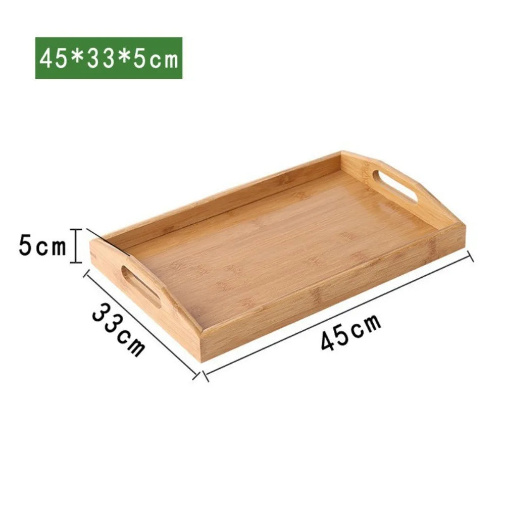 Bandeja Retangular em Bambu & Madeira Natural — Servir e Decorar