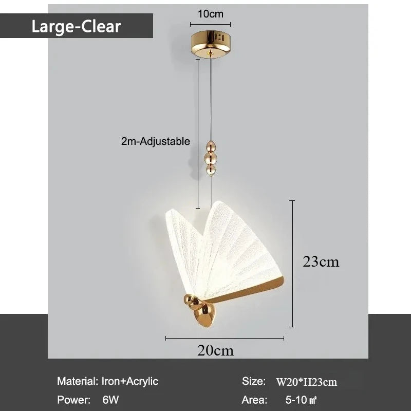 Luminária Pendente Borboleta Suspensa em Acrílico Cristal LED — Design Nórdico