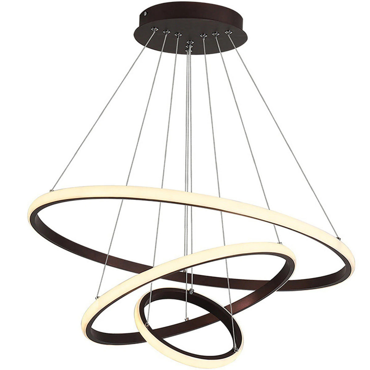 Lustre Pendente Anel Escultural LED — Preto & Dourado Minimalista