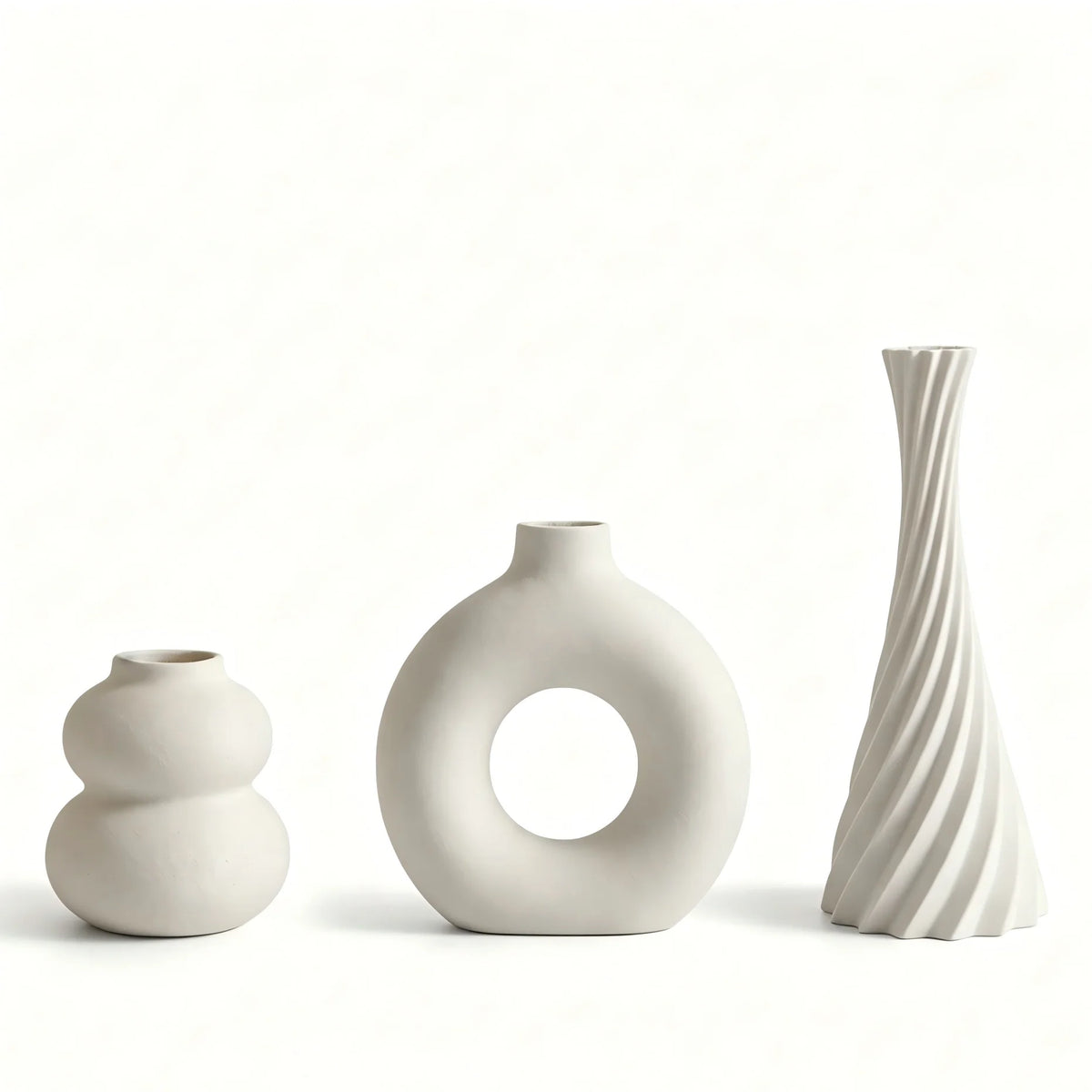 Trio de Vasos Minimalistas Wabi-Sabi em Impressão 3D — Coleção Escultural (3 Peças)
