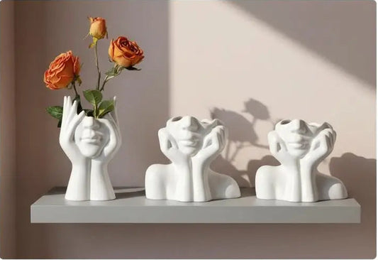 Mini Vaso e Organizador Escultural Rosto Artístico — Design Moderno