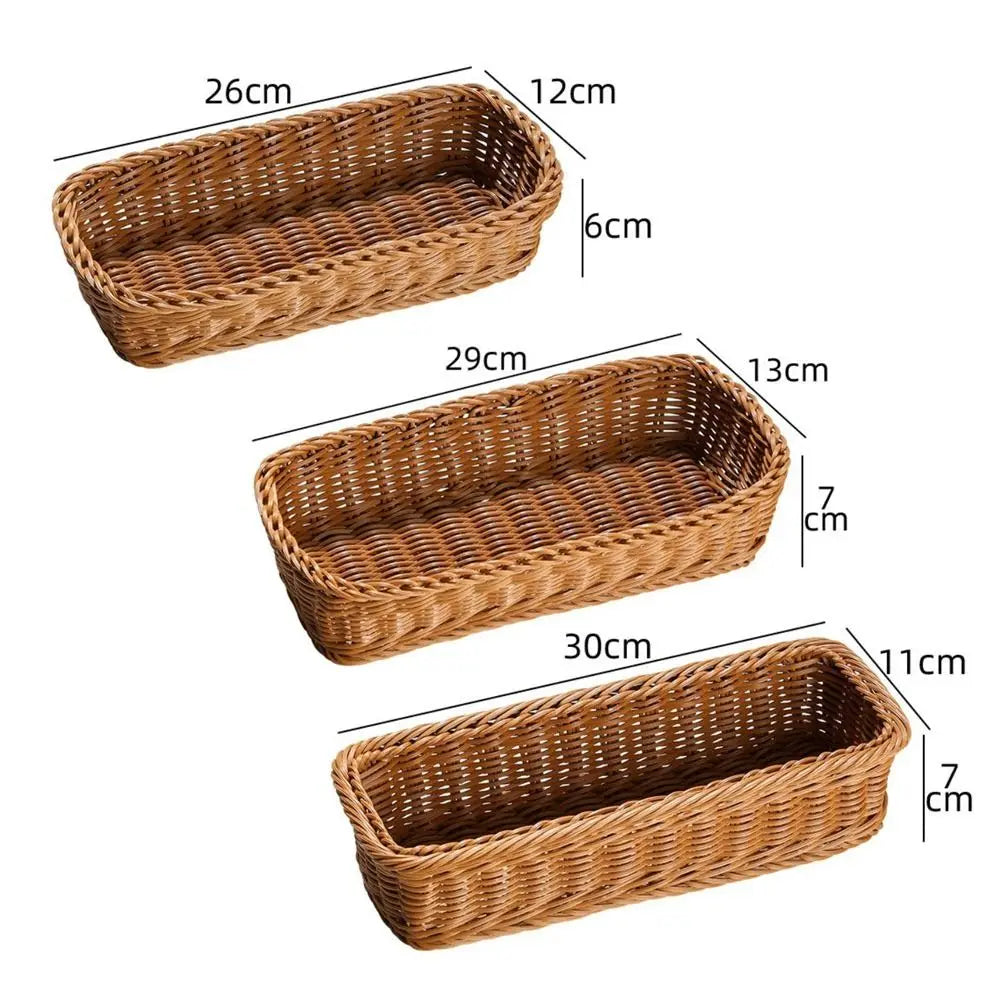Cesto Bandeja Trançado Estilo Rattan — Mesa Posta & Organização