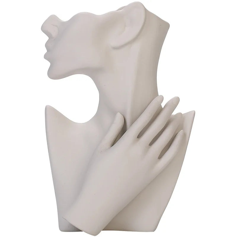 Vaso Escultural Busto Silhueta Humana em Cerâmica Fosca — Arte Nórdica