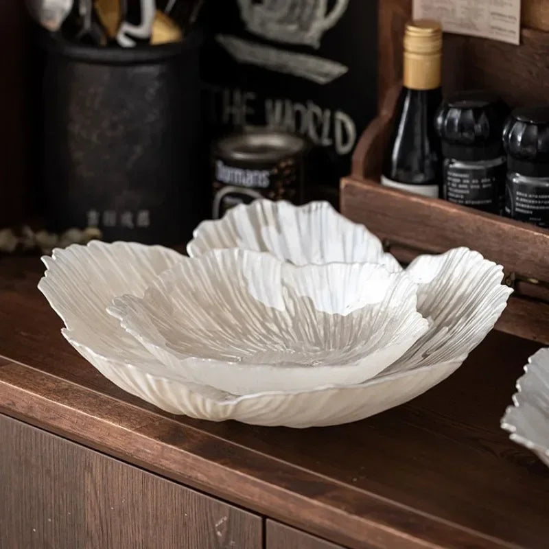 Bandeja Centro de Mesa Flor em Cristal Perolado — Design Escandinavo
