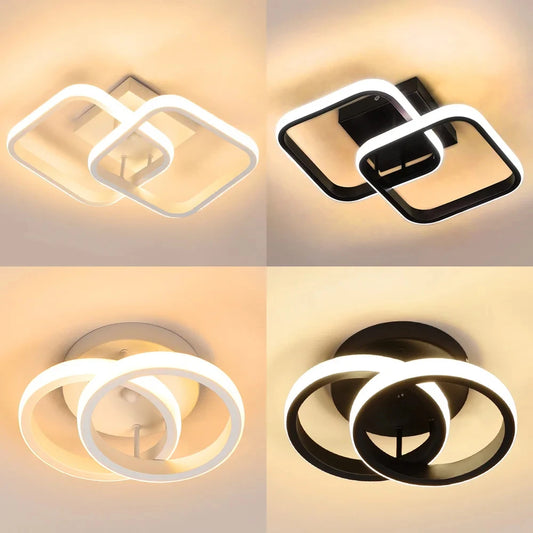 Plafon LED de Teto Geométrico Minimalista — Iluminação em 3 Tons
