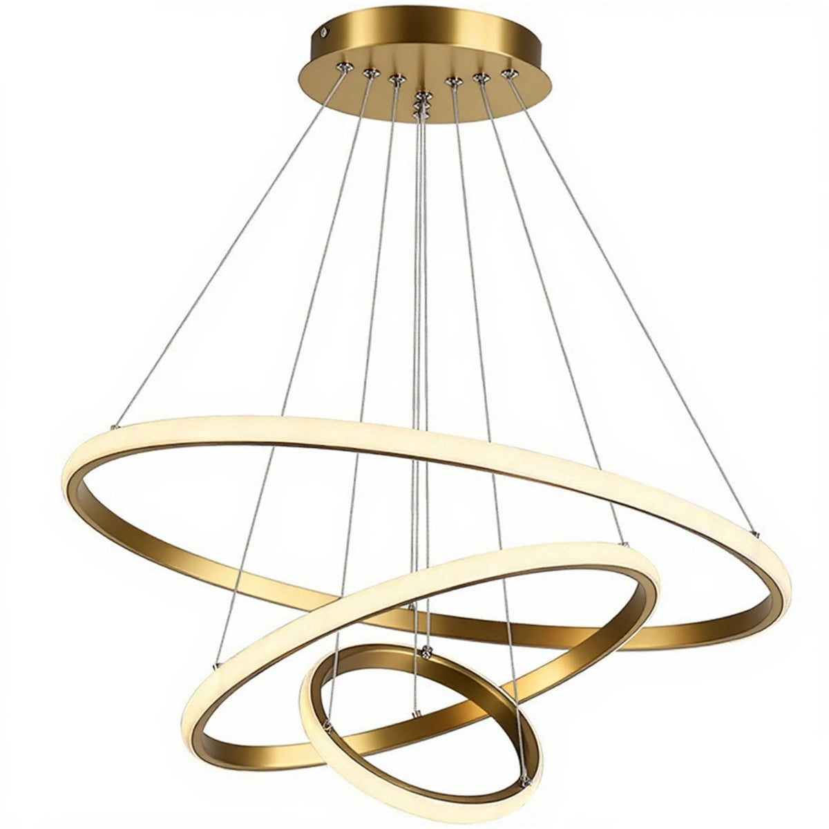 Lustre Pendente Anel Escultural LED — Preto & Dourado Minimalista